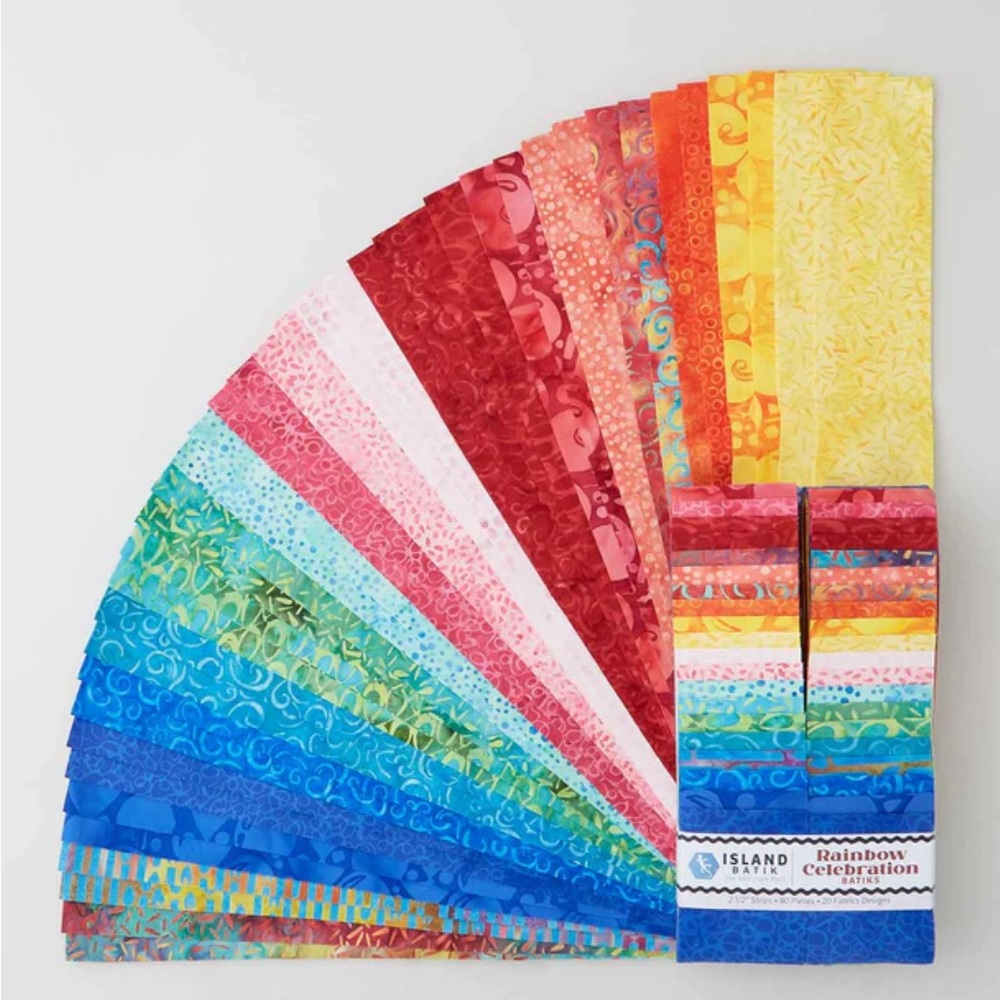 Rainbow Celebrations batik strip set/jelly roll by Island Batik